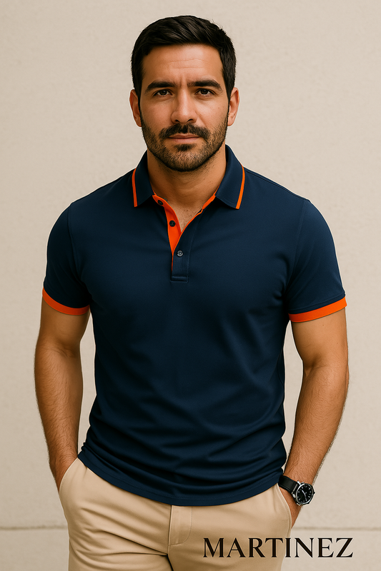 Slim fit gray performance polo shirt front view