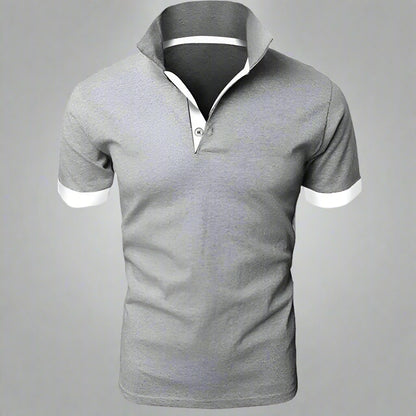Slim fit gray performance polo shirt front view