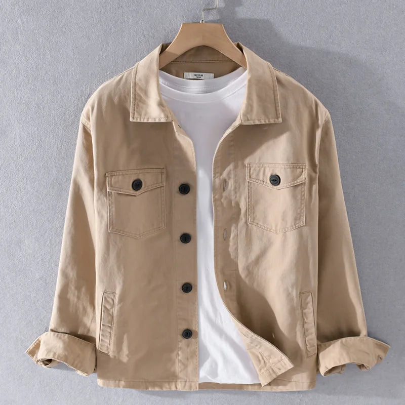 cotton utility shirt on hanger