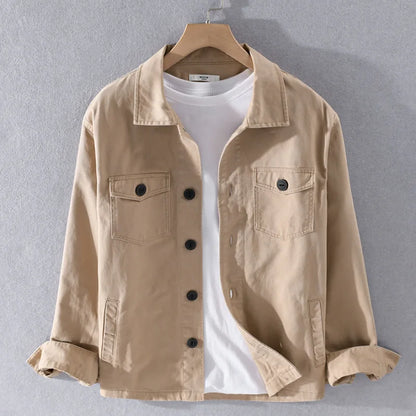 cotton utility shirt on hanger